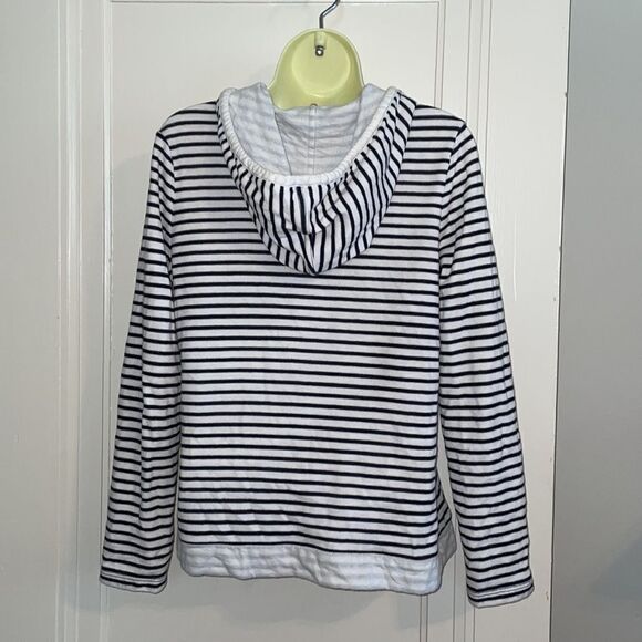 Talbots nautical look navy blue & white striped jacket with hood - Picture 7 of 10
